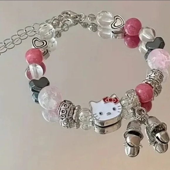 Hello Kitty Pink and Silver Charm Bracelet - Picture 1 of 2